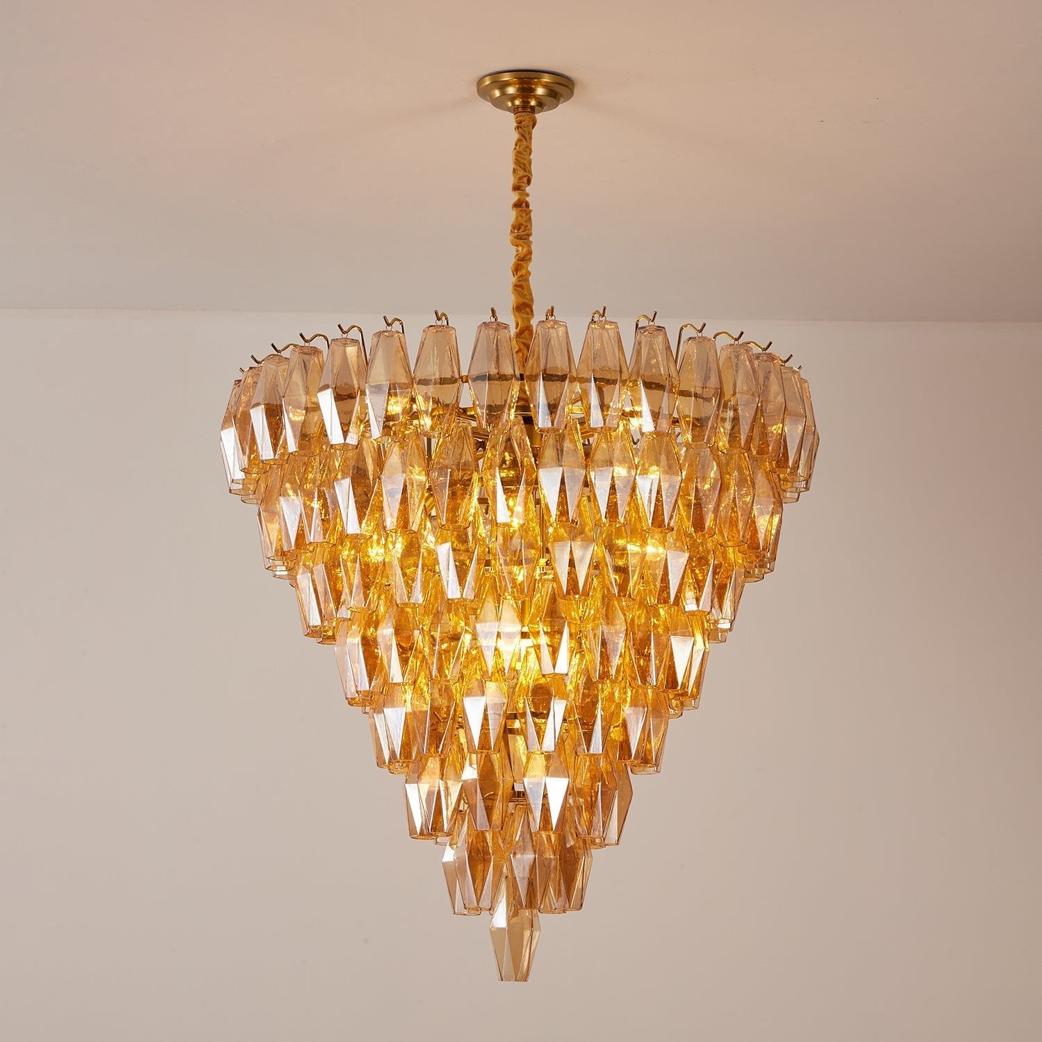 Luxury Murano Poliedri Amber Empire Chandelier