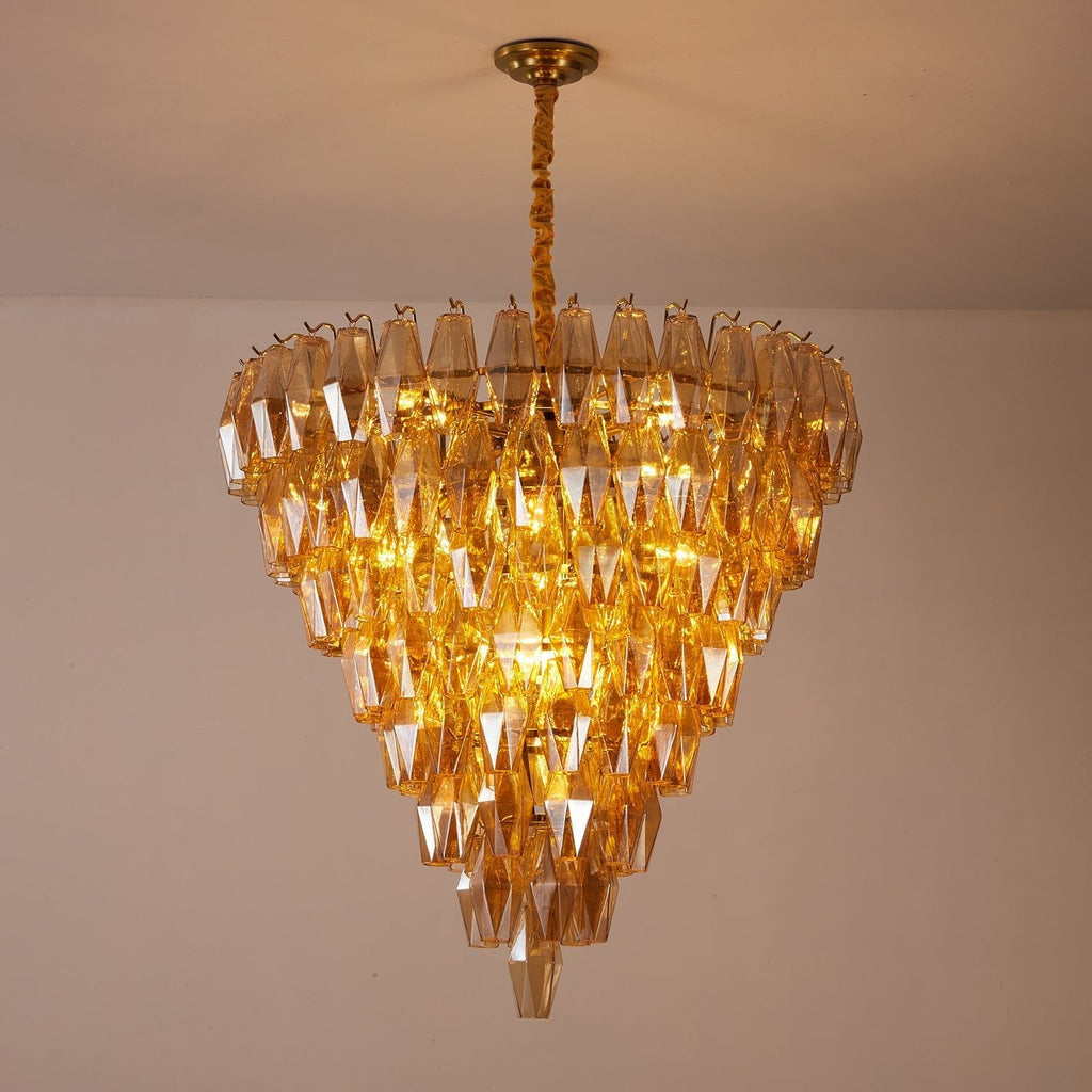 Luxury Murano Poliedri Amber Empire Chandelier