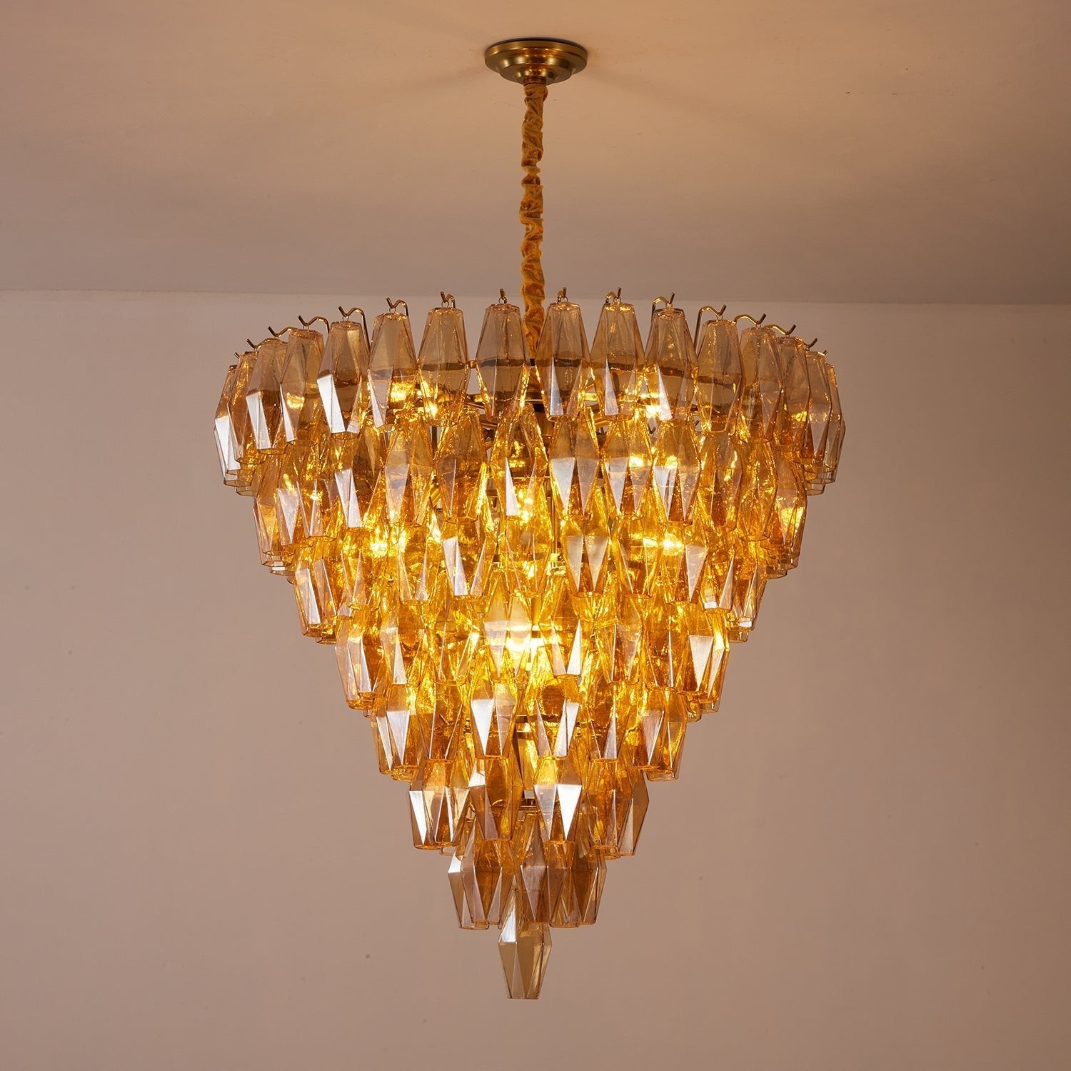 Luxury Murano Poliedri Amber Empire Chandelier