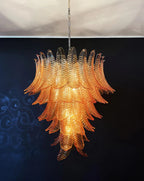 Amber Leaf Cascade Chandelier Glass lighting by Bling Lighting Studio