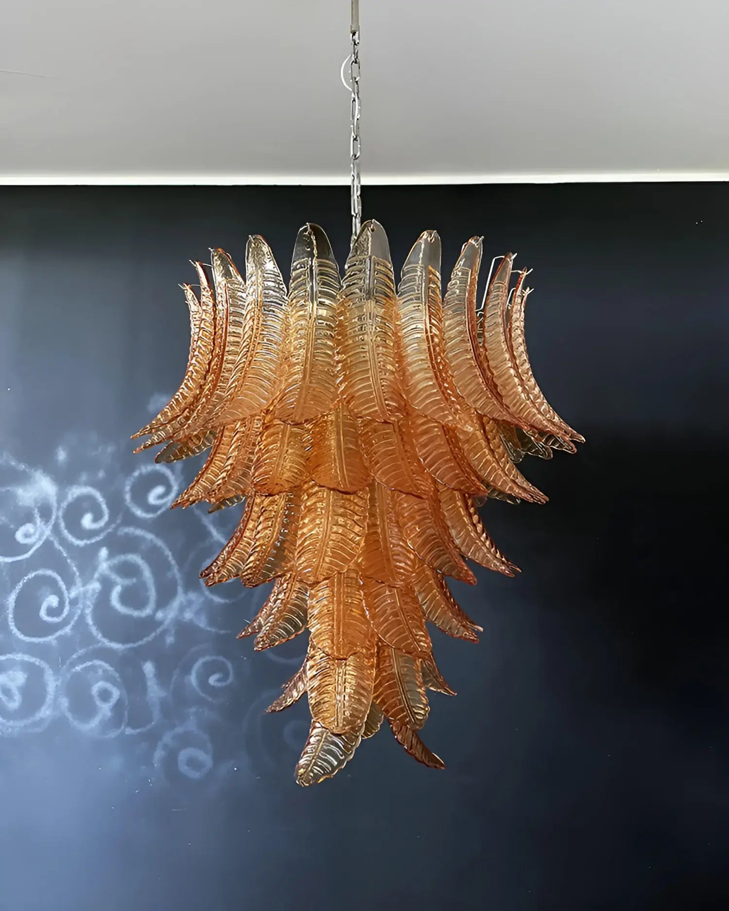 Amber Leaf Cascade Chandelier Glass lighting by Bling Lighting Studio