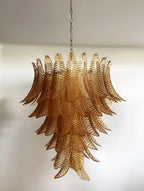 Amber Leaf Cascade Chandelier Glass lighting by Bling Lighting Studio