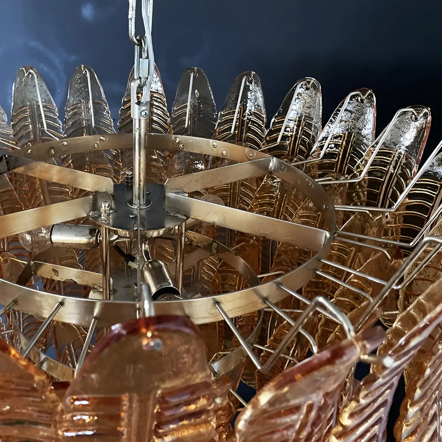 Amber Leaf Cascade Chandelier Glass lighting by Bling Lighting Studio