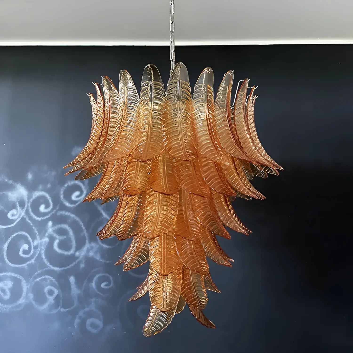 Amber Leaf Cascade Chandelier Glass lighting by Bling Lighting Studio