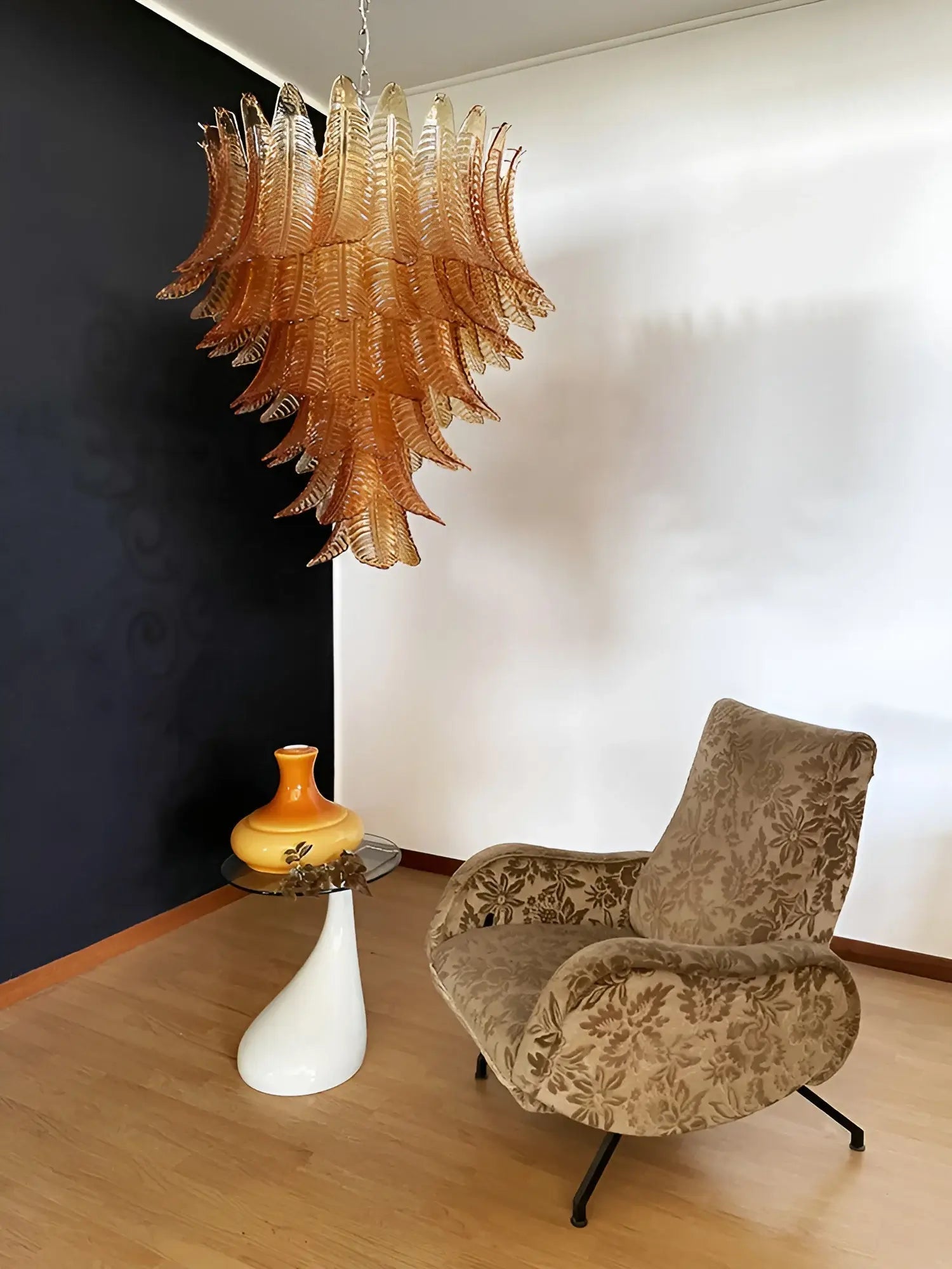 Amber Leaf Cascade Chandelier Glass lighting by Bling Lighting Studio