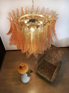 Amber Leaf Cascade Chandelier Glass lighting by Bling Lighting Studio