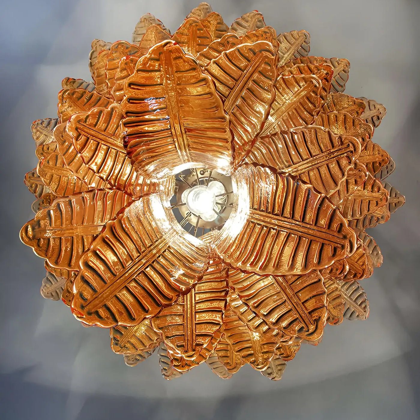 Amber Leaf Cascade Chandelier Glass lighting by Bling Lighting Studio
