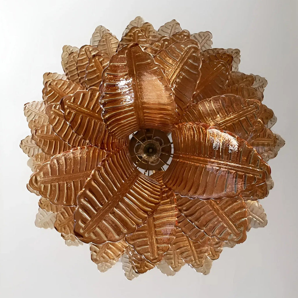 Amber Leaf Cascade Chandelier Glass lighting by Bling Lighting Studio