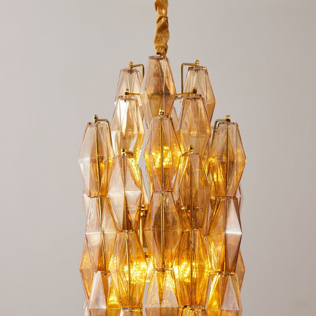 Amber Prism Long Chandelier Glass lighting by Bling Lighting Studio