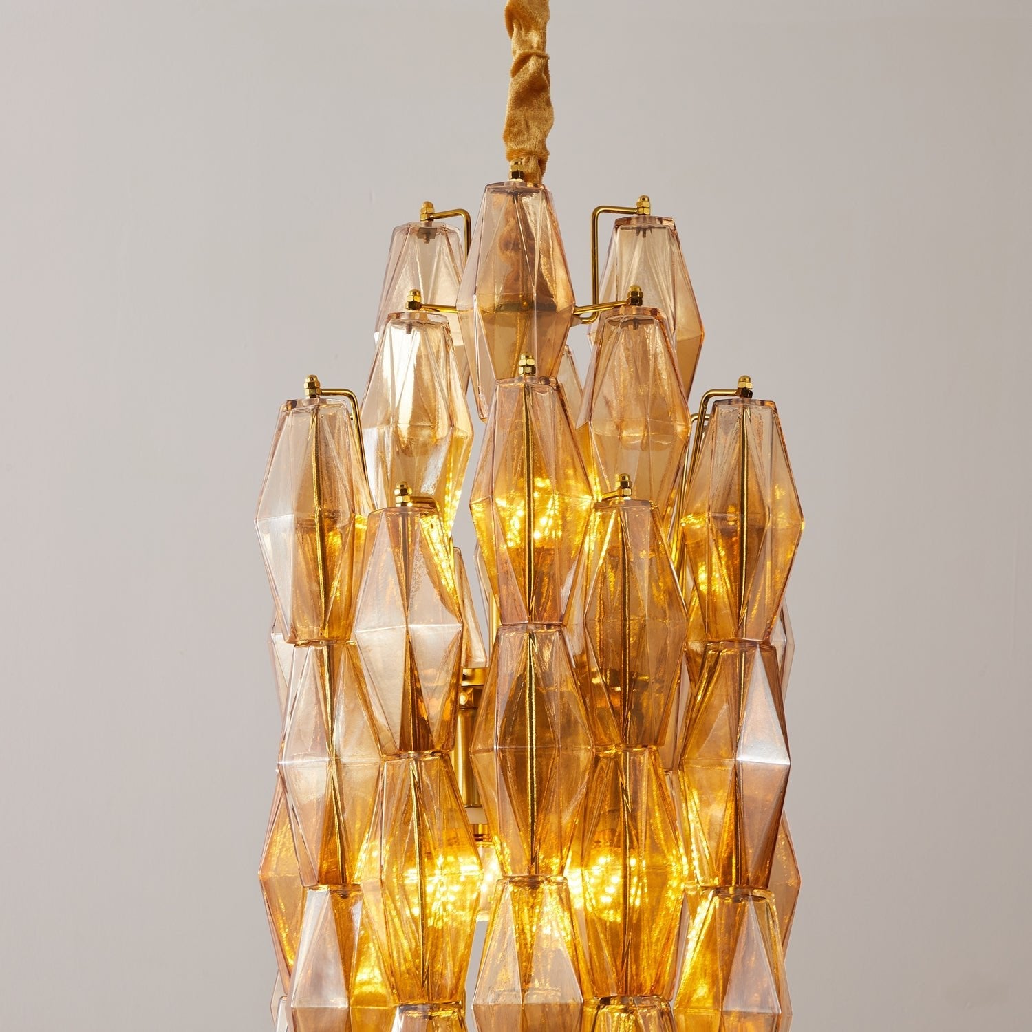 Amber Prism Long Chandelier Glass lighting by Bling Lighting Studio