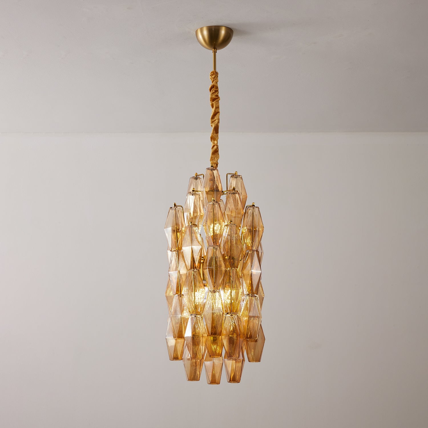 Amber Prism Long Chandelier Glass lighting by Bling Lighting Studio