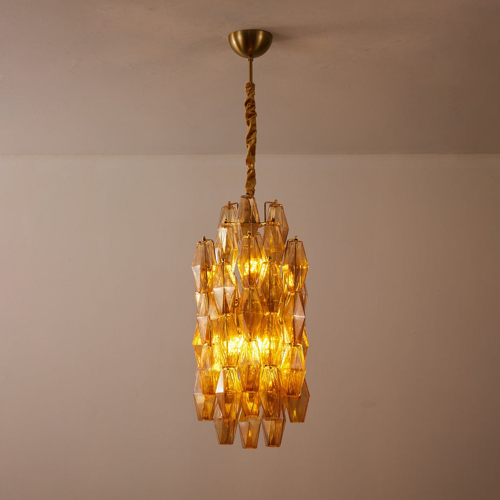 Amber Prism Long Chandelier Glass lighting by Bling Lighting Studio