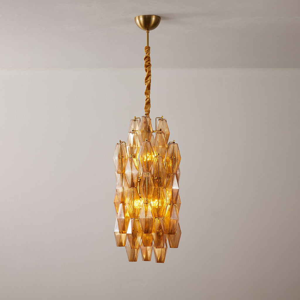 Amber Prism Long Chandelier Glass lighting by Bling Lighting Studio