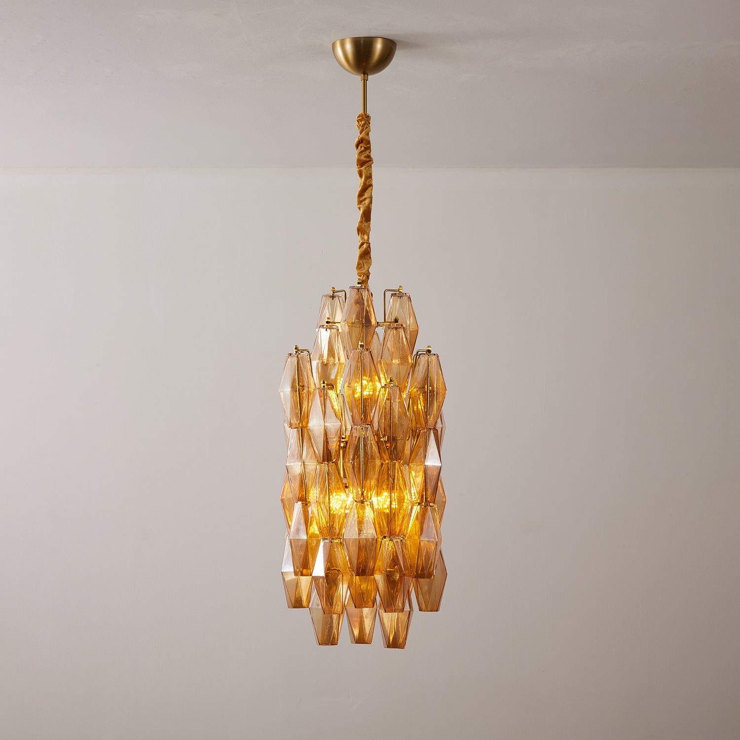 Amber Prism Long Chandelier Glass lighting by Bling Lighting Studio