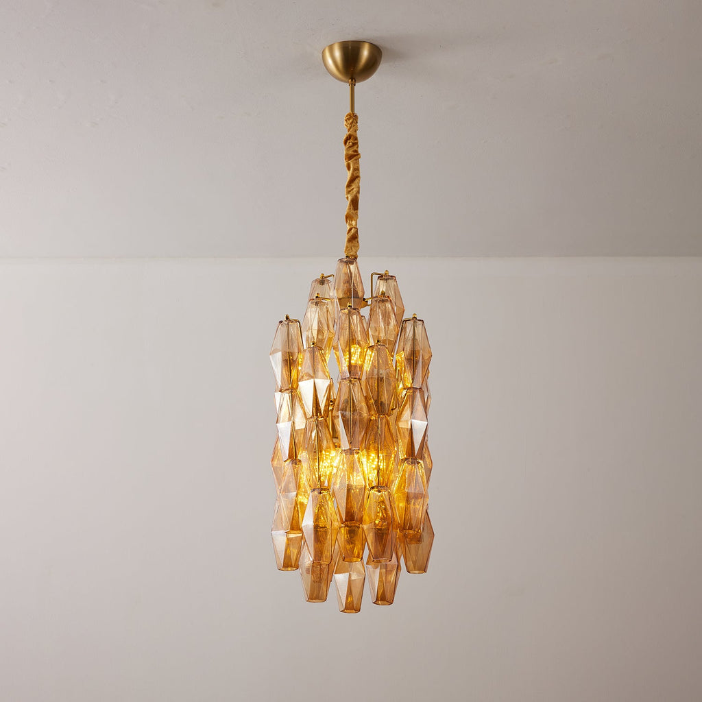 Amber Prism Long Chandelier Glass lighting by Bling Lighting Studio