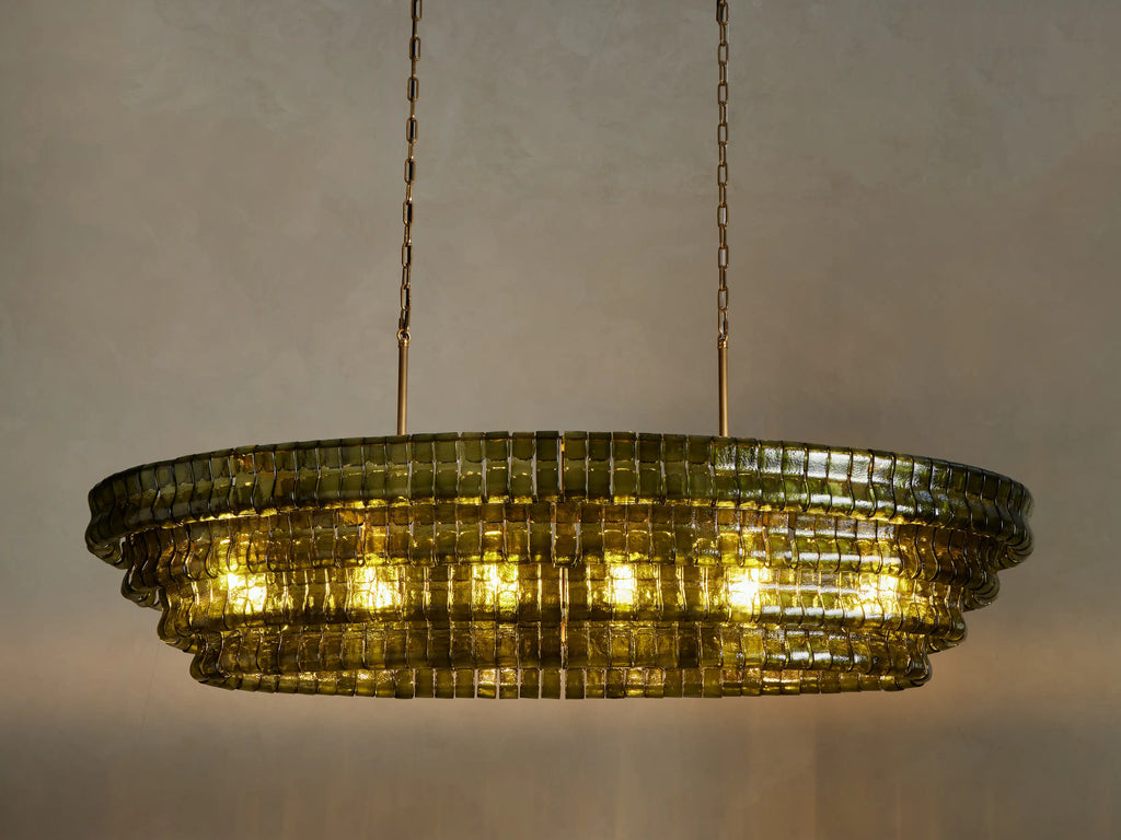 Luxury Amor Ghiaccio Glass Oval Chandelier 54"W/65"W product image