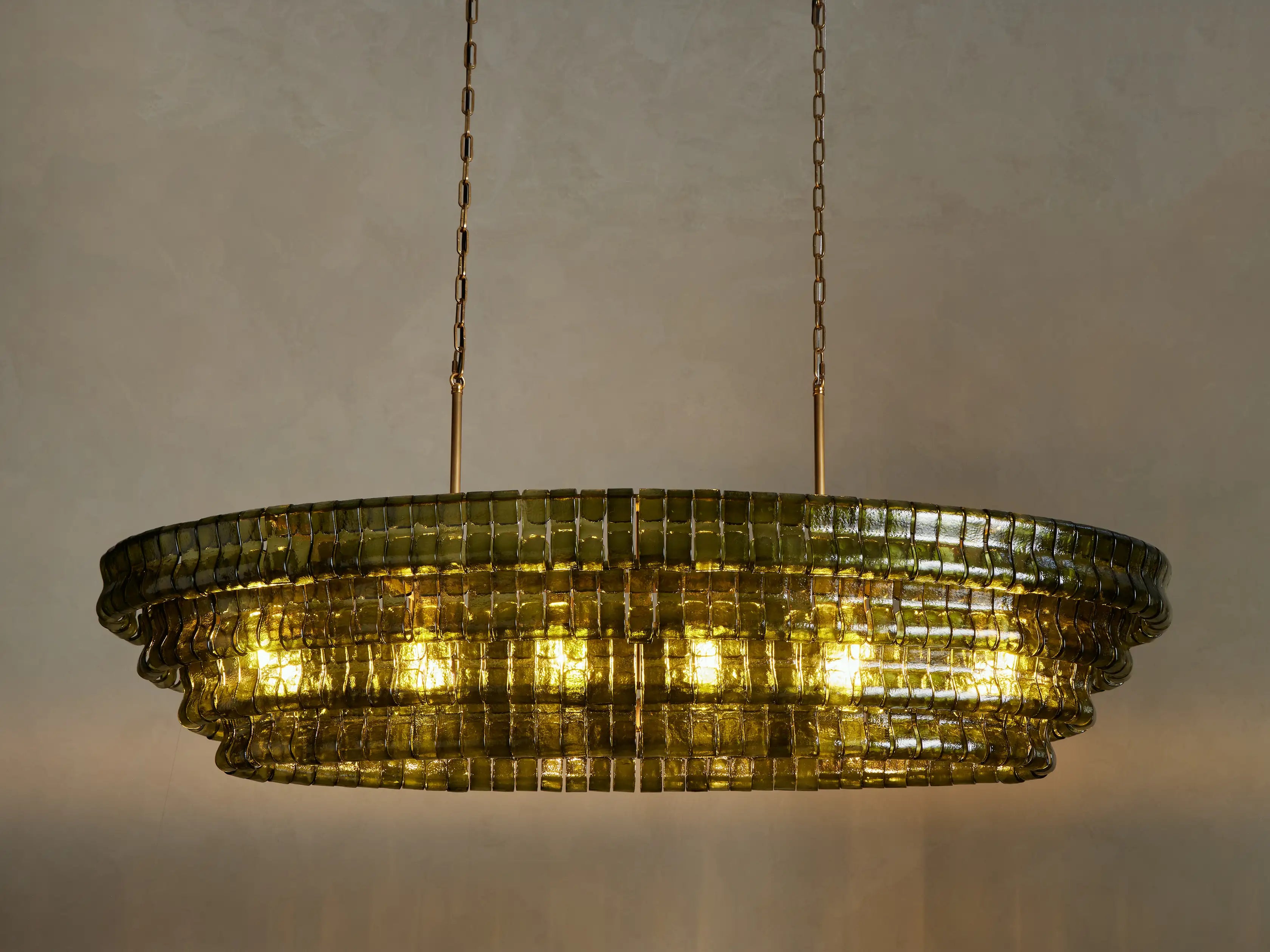 Luxury Amor Ghiaccio Glass Oval Chandelier 54"W/65"W product image