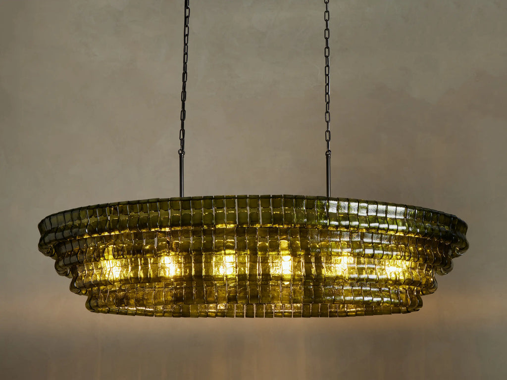 Luxury Amor Ghiaccio Glass Oval Chandelier 54"W/65"W product image