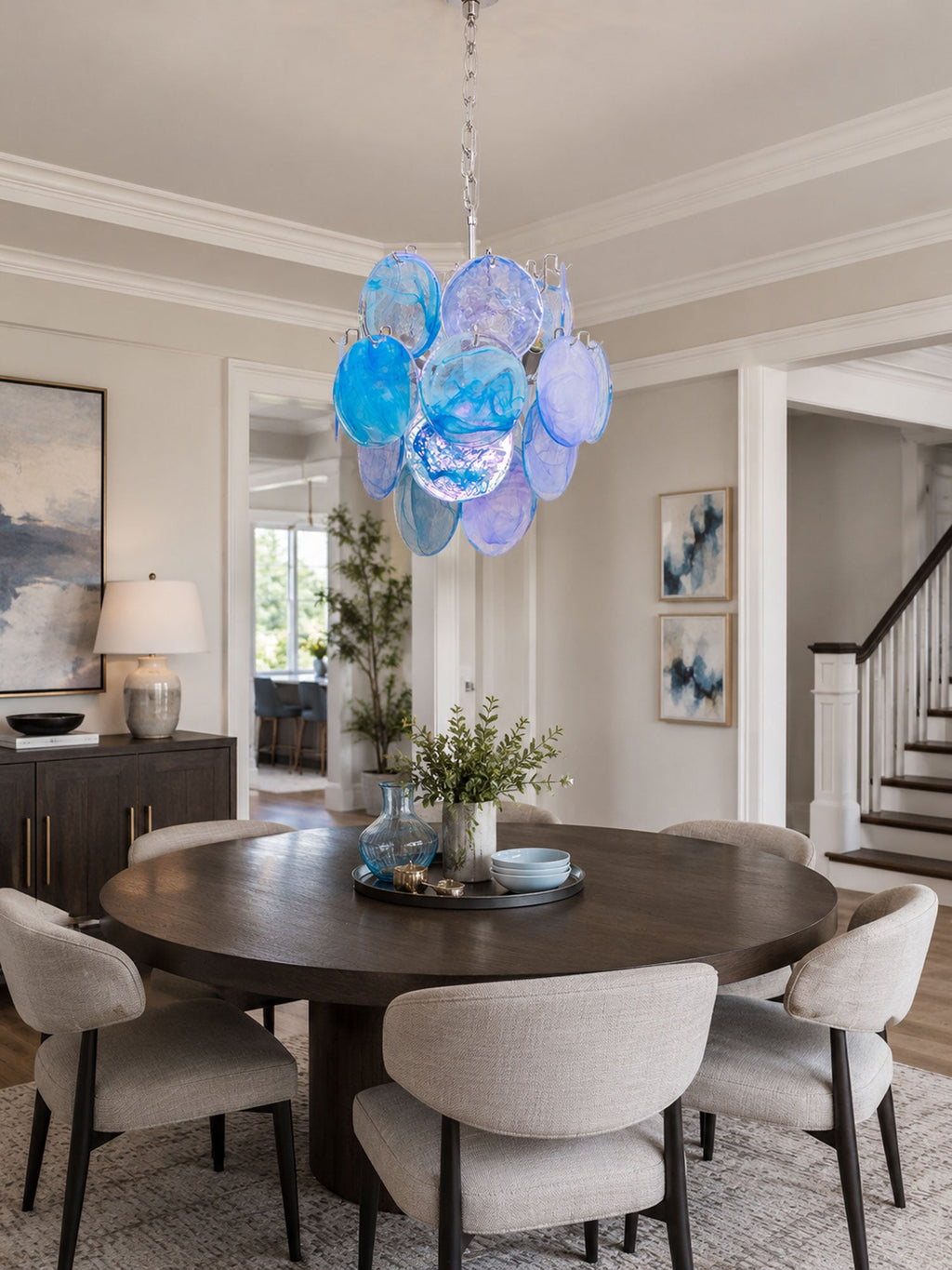 Aqua Blue Glass Chandelier Glass lighting by Bling Lighting Studio