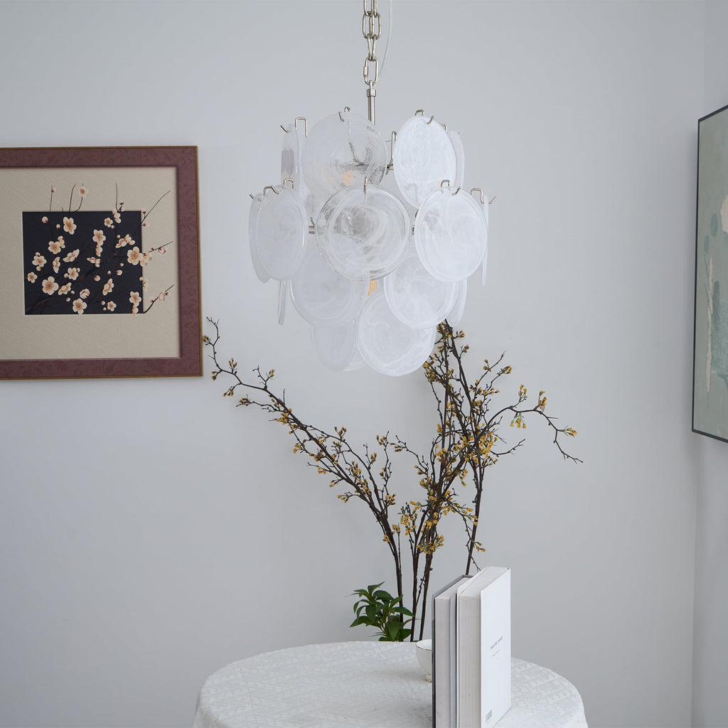 Aqua White Glass Chandelier Glass lighting by Bling Lighting Studio