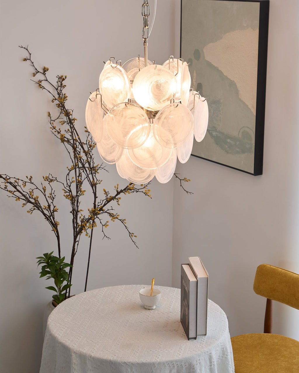 Aqua White Glass Chandelier Glass lighting by Bling Lighting Studio