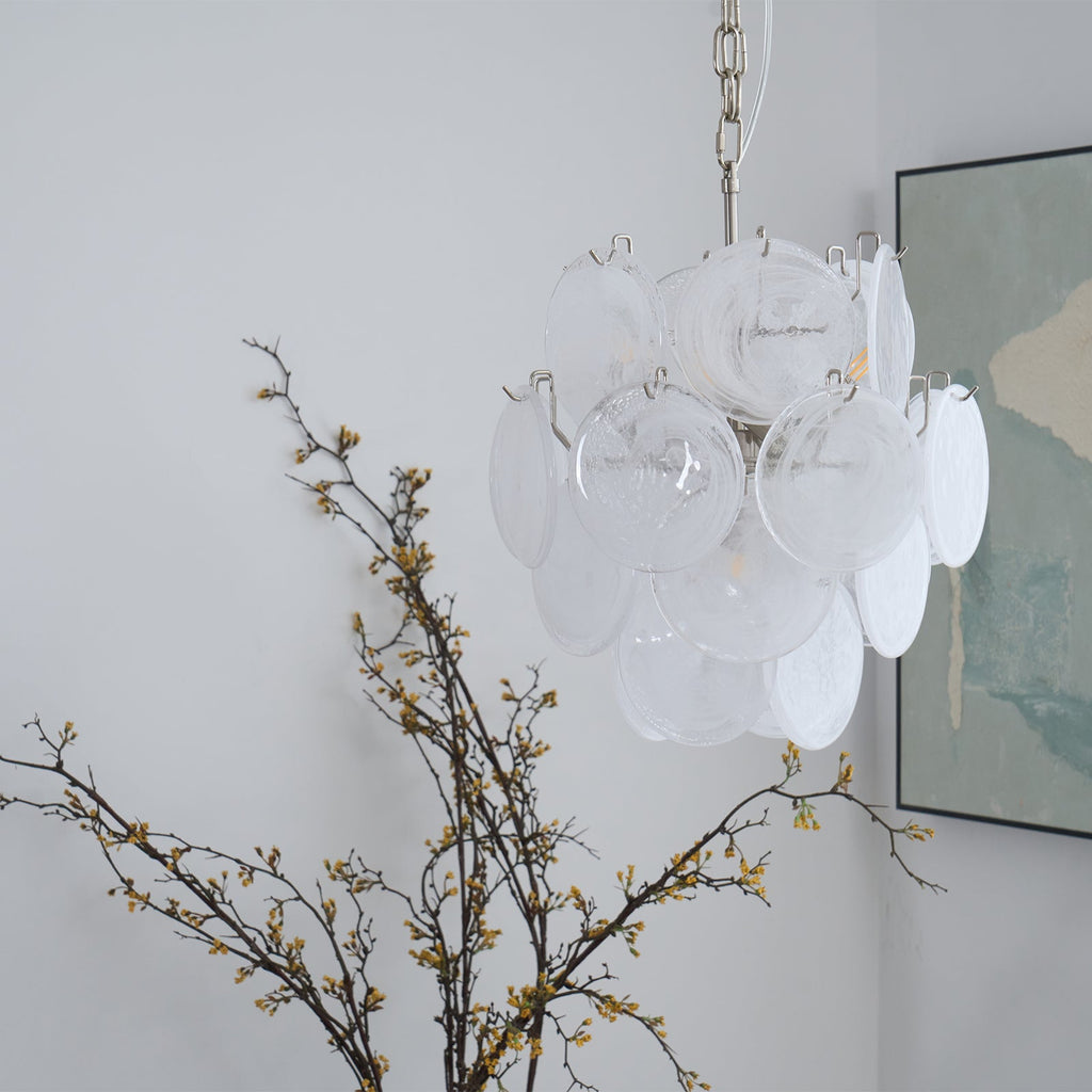 Aqua White Glass Chandelier Glass lighting by Bling Lighting Studio