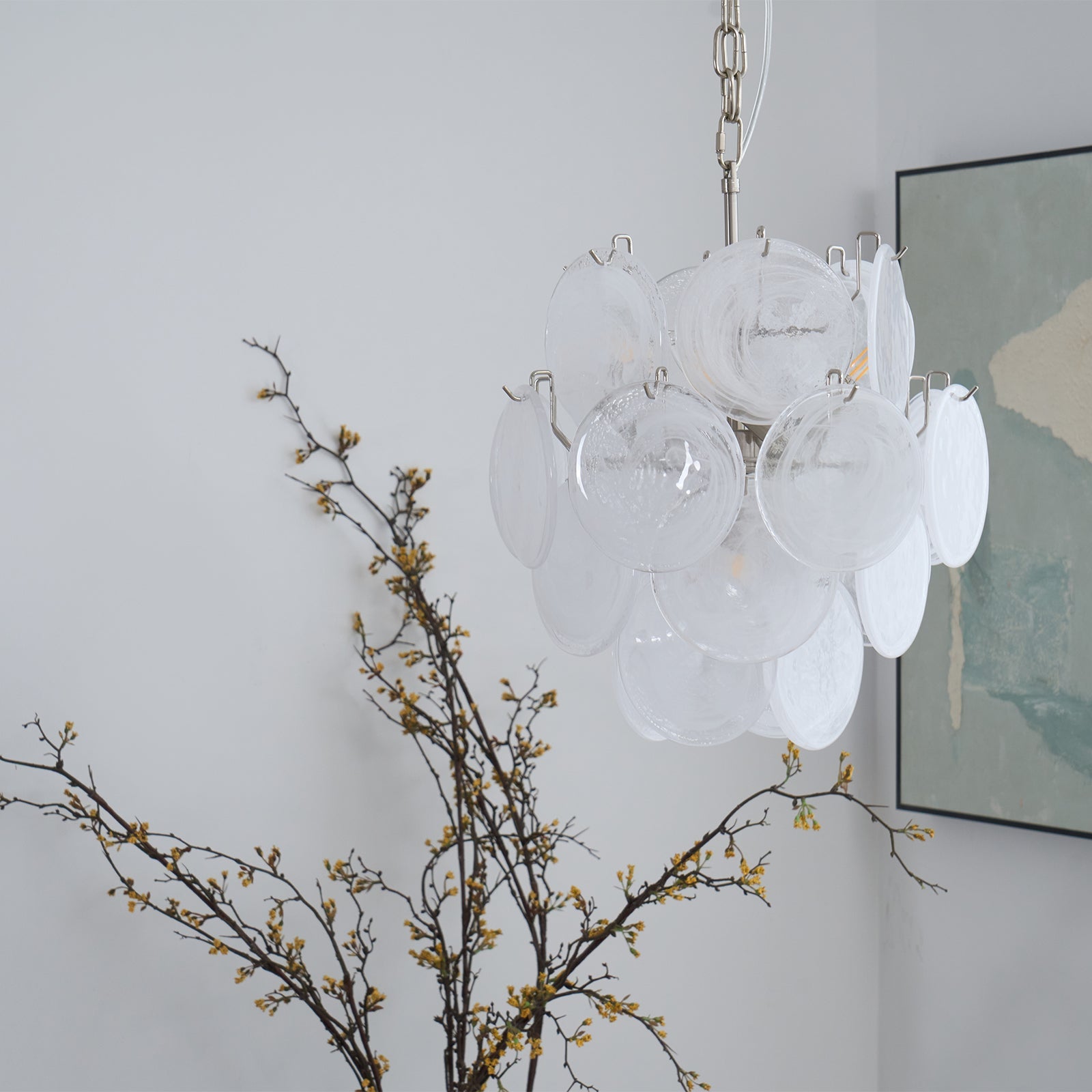 Aqua White Glass Chandelier Glass lighting by Bling Lighting Studio