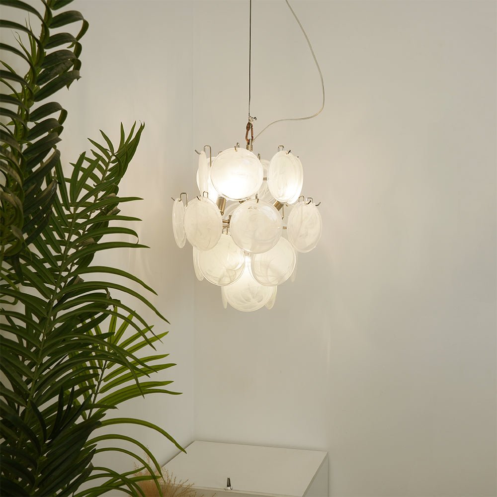 Aqua White Glass Chandelier Glass lighting by Bling Lighting Studio