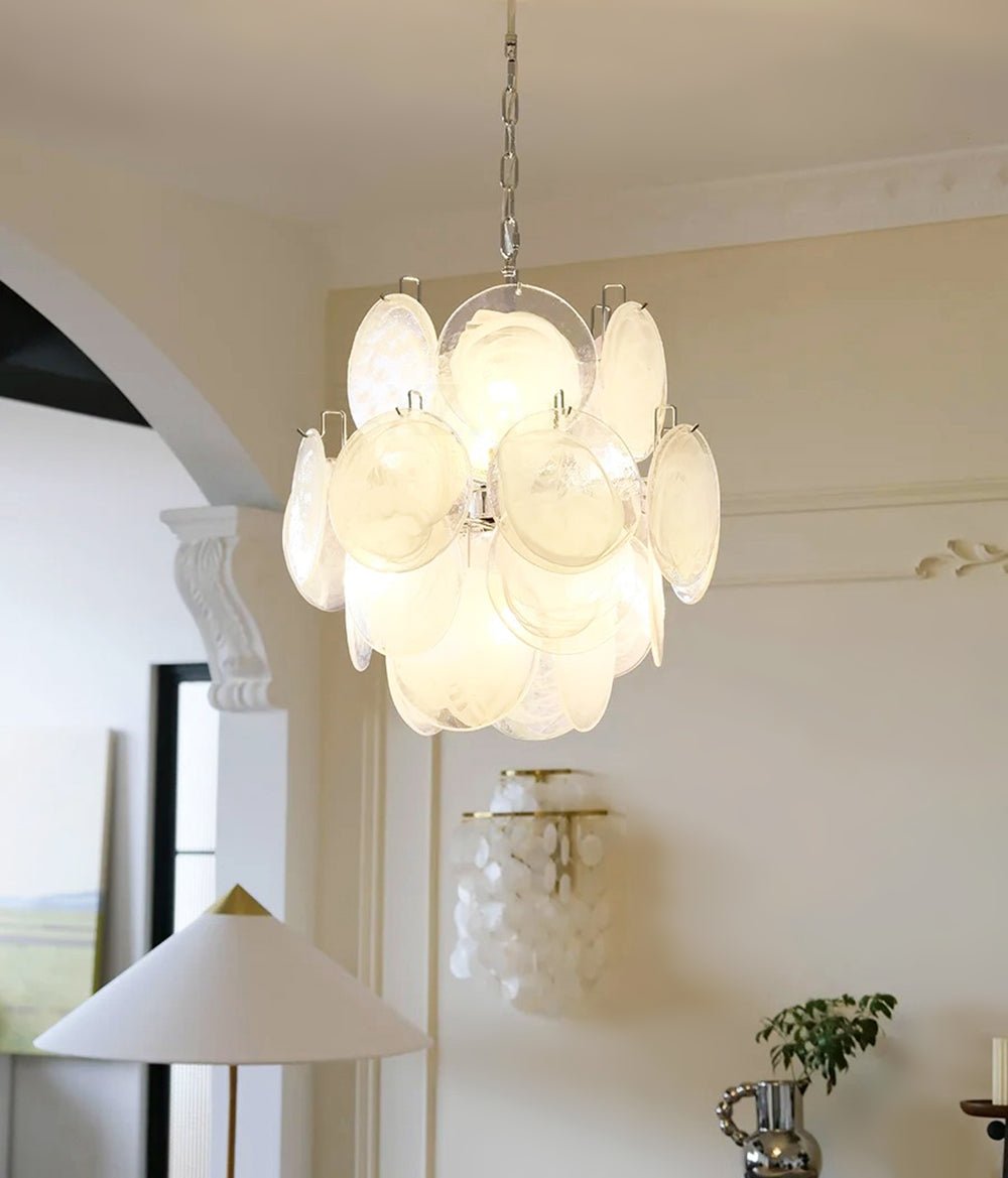 Aqua White Glass Chandelier Glass lighting by Bling Lighting Studio