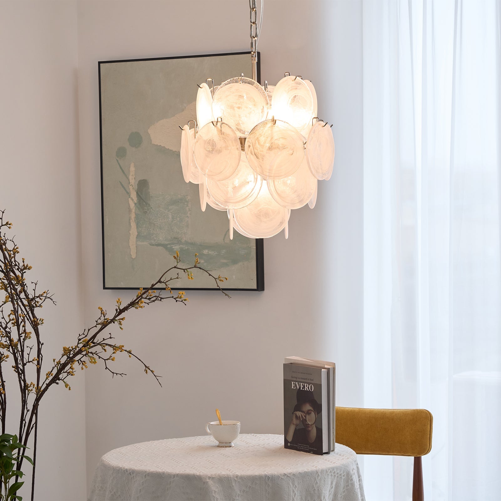Aqua White Glass Chandelier Glass lighting by Bling Lighting Studio
