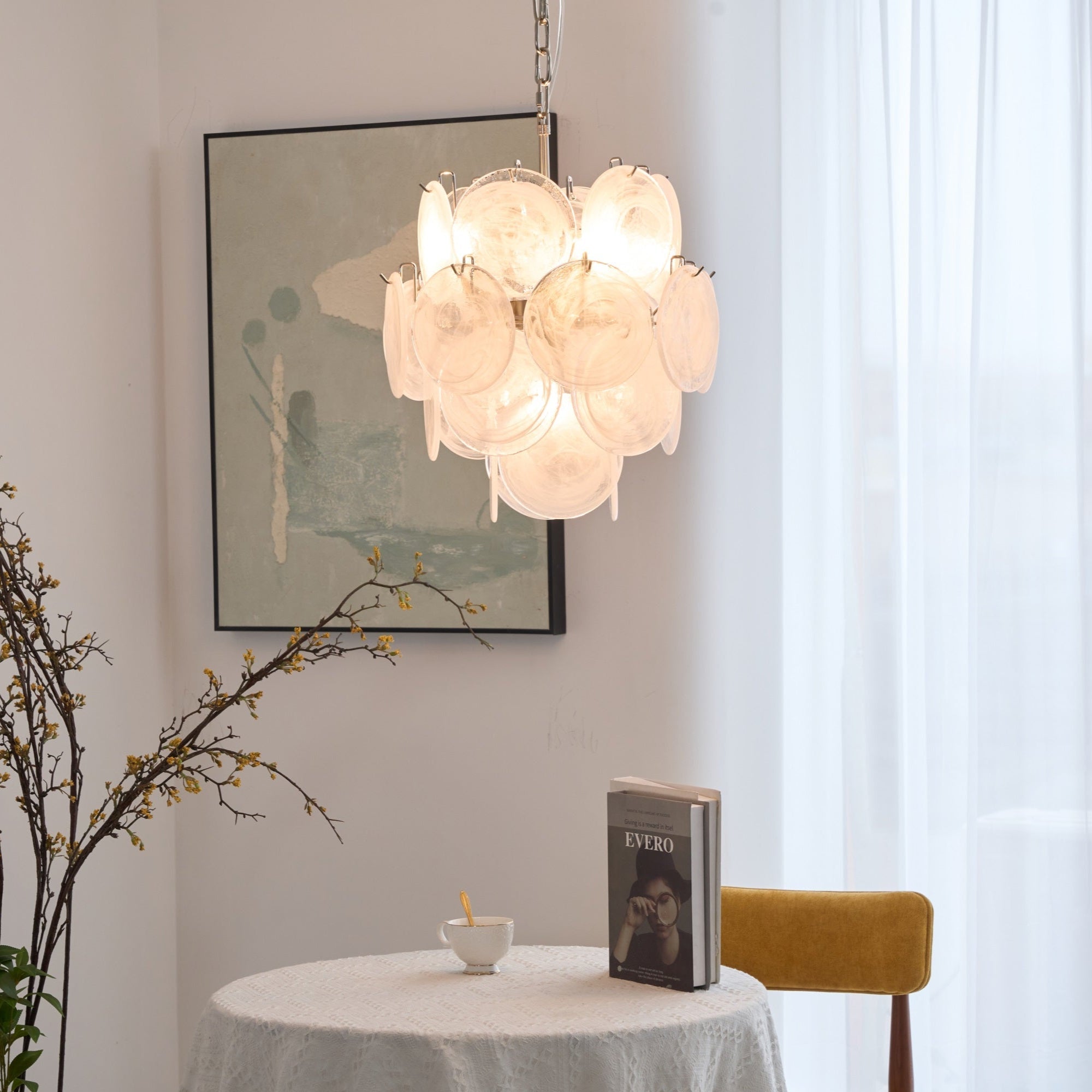 Aqua White Glass Chandelier Glass lighting by Bling Lighting Studio
