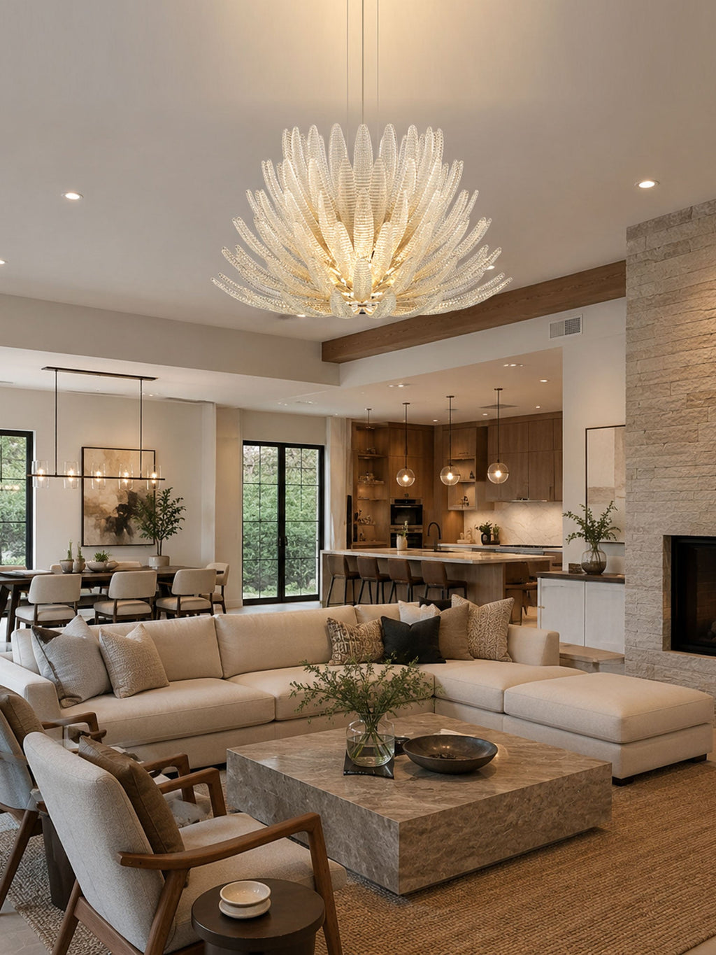 Aurelia Glass Petal Chandelier Glass lighting by Bling Lighting Studio