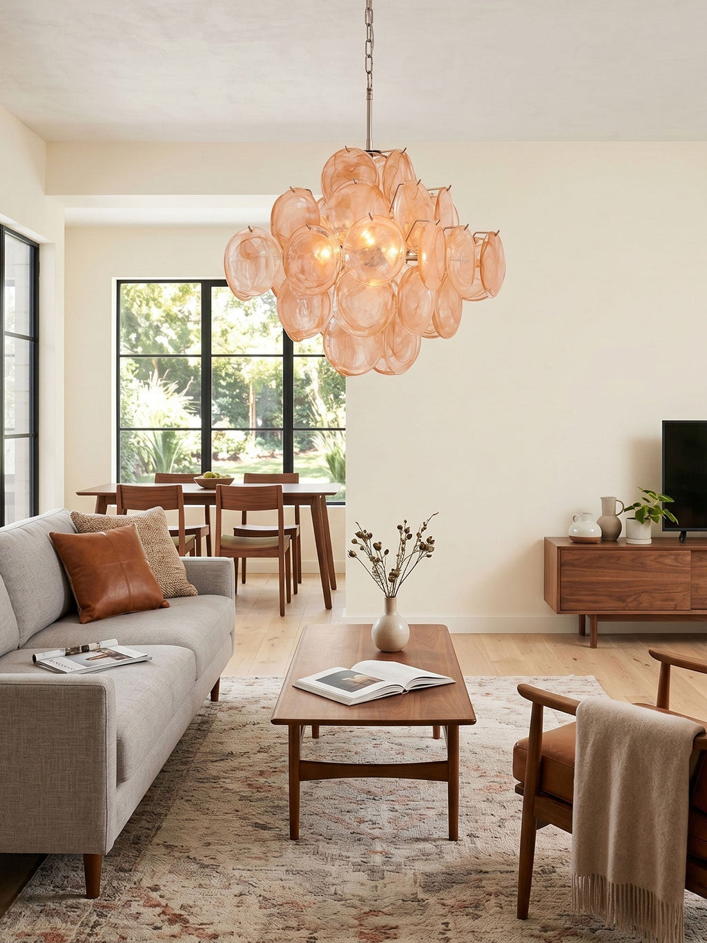 Aurelia Apricot Glass Chandelier Glass lighting by Bling Lighting Studio