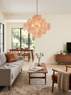 Aurelia Apricot Glass Chandelier Glass lighting by Bling Lighting Studio