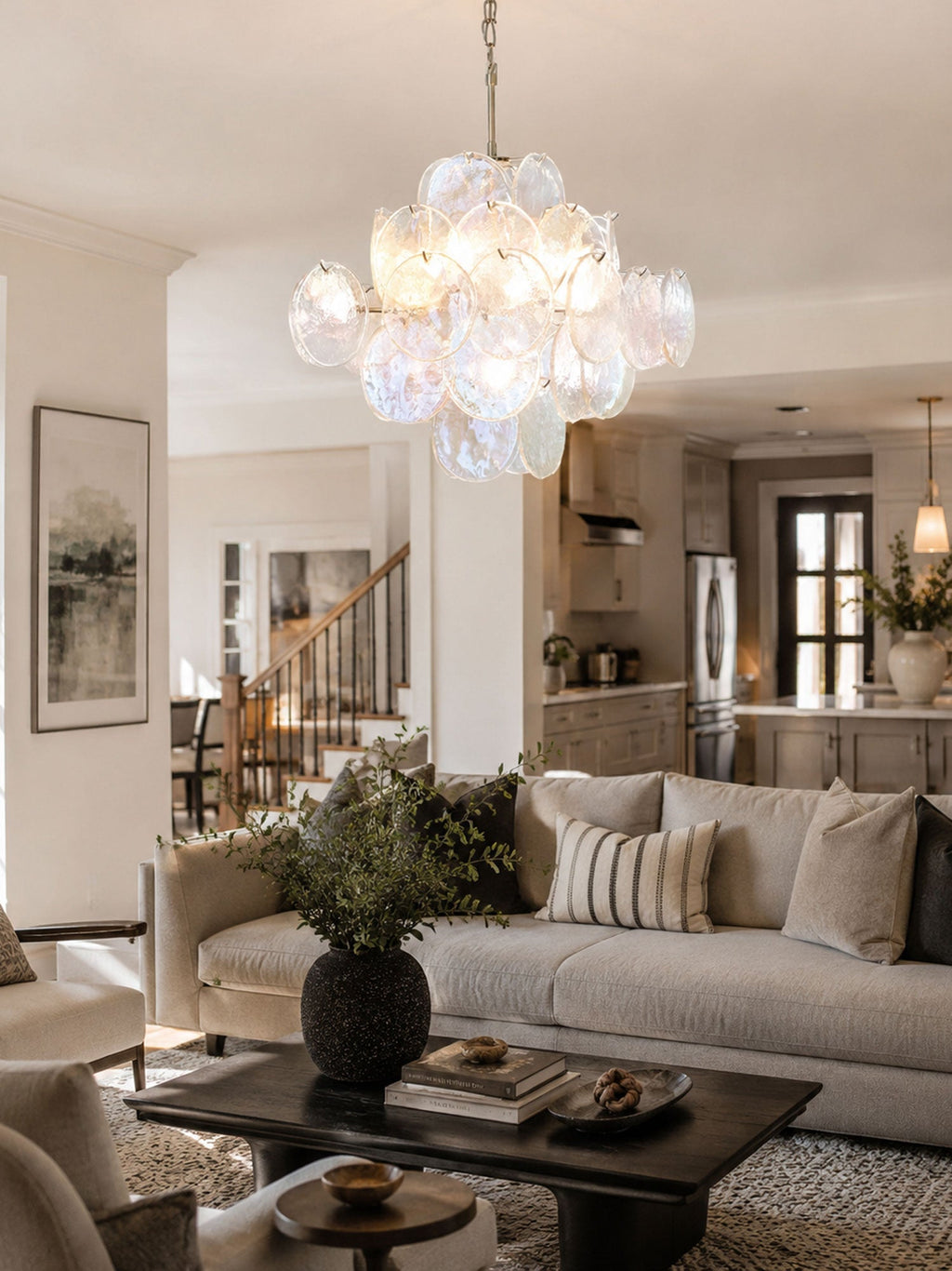 Aurelia Iridescent Glass Chandelier Glass lighting by Bling Lighting Studio