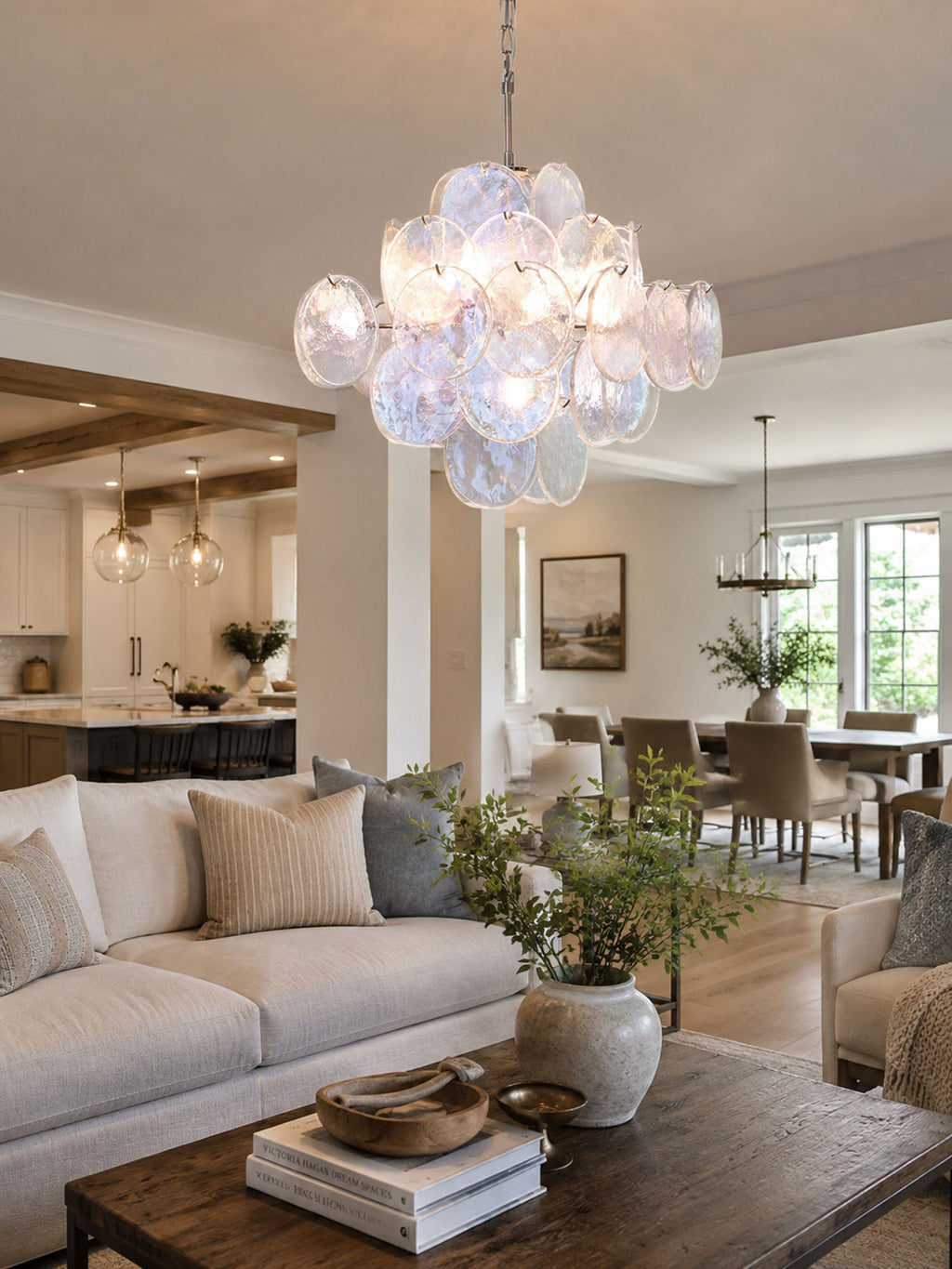 Aurelia Iridescent Glass Chandelier Glass lighting by Bling Lighting Studio
