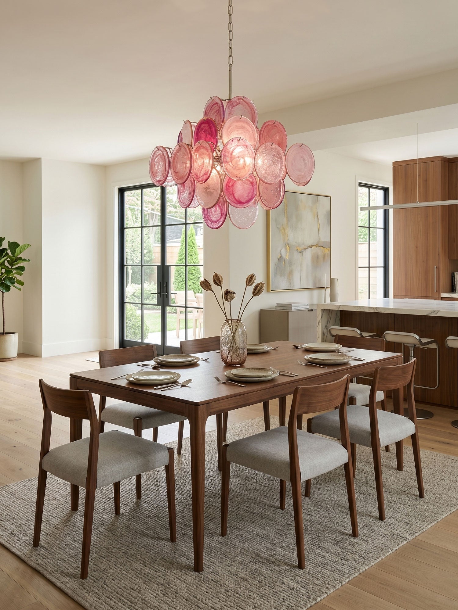 Aurelia Pink Glass Chandelier Glass lighting by Bling Lighting Studio