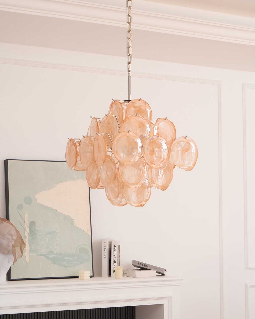 Aurelia Apricot Glass Chandelier Glass lighting by Bling Lighting Studio
