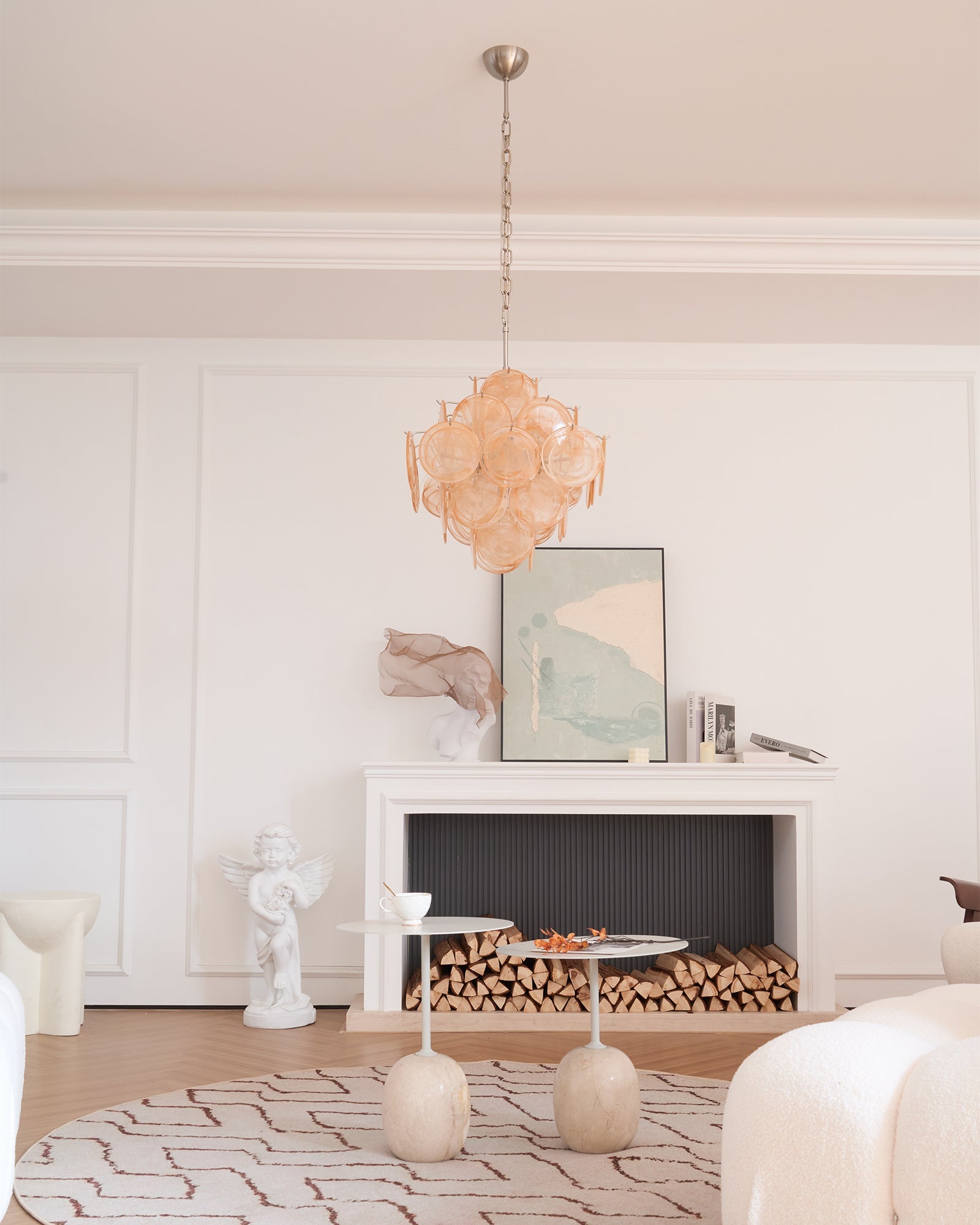 Aurelia Apricot Glass Chandelier Glass lighting by Bling Lighting Studio
