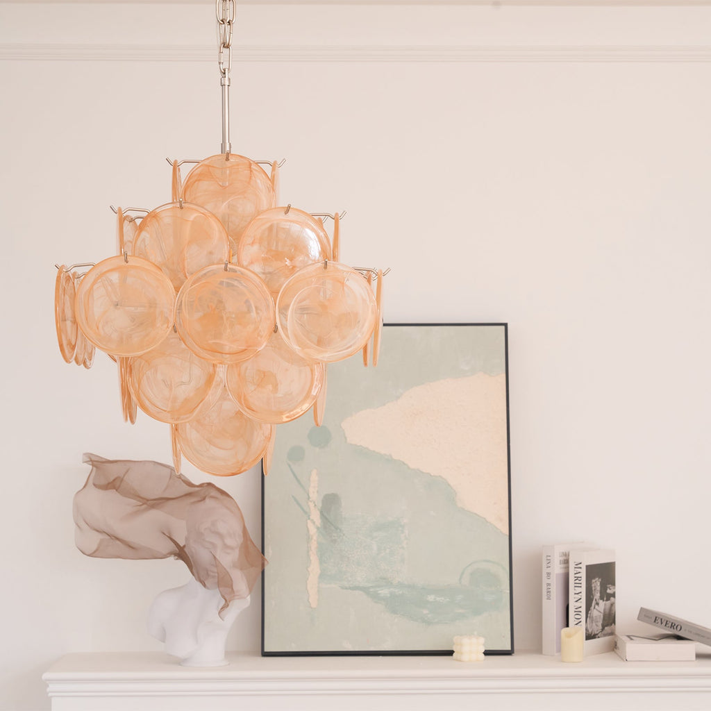Aurelia Apricot Glass Chandelier Glass lighting by Bling Lighting Studio