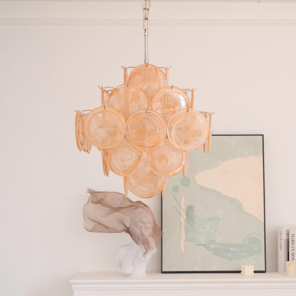 Aurelia Apricot Glass Chandelier Glass lighting by Bling Lighting Studio