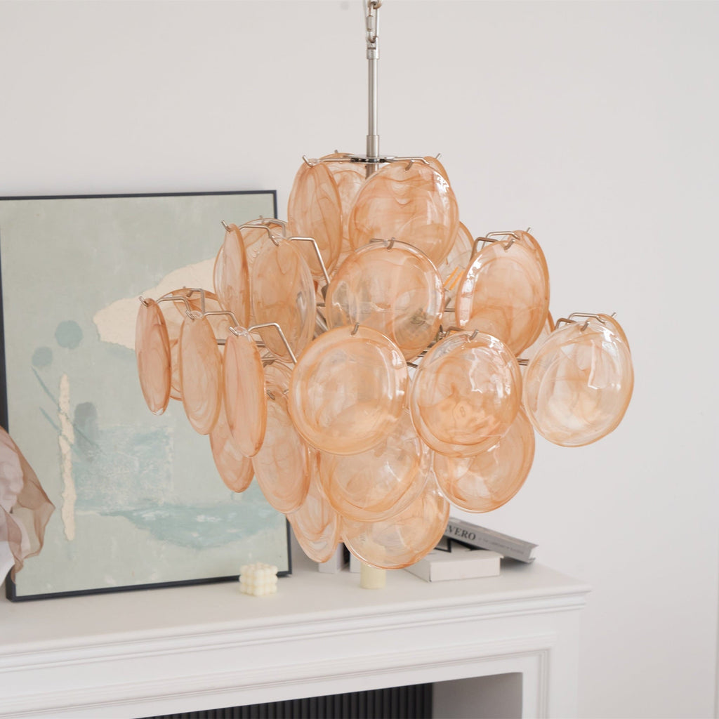 Aurelia Apricot Glass Chandelier Glass lighting by Bling Lighting Studio