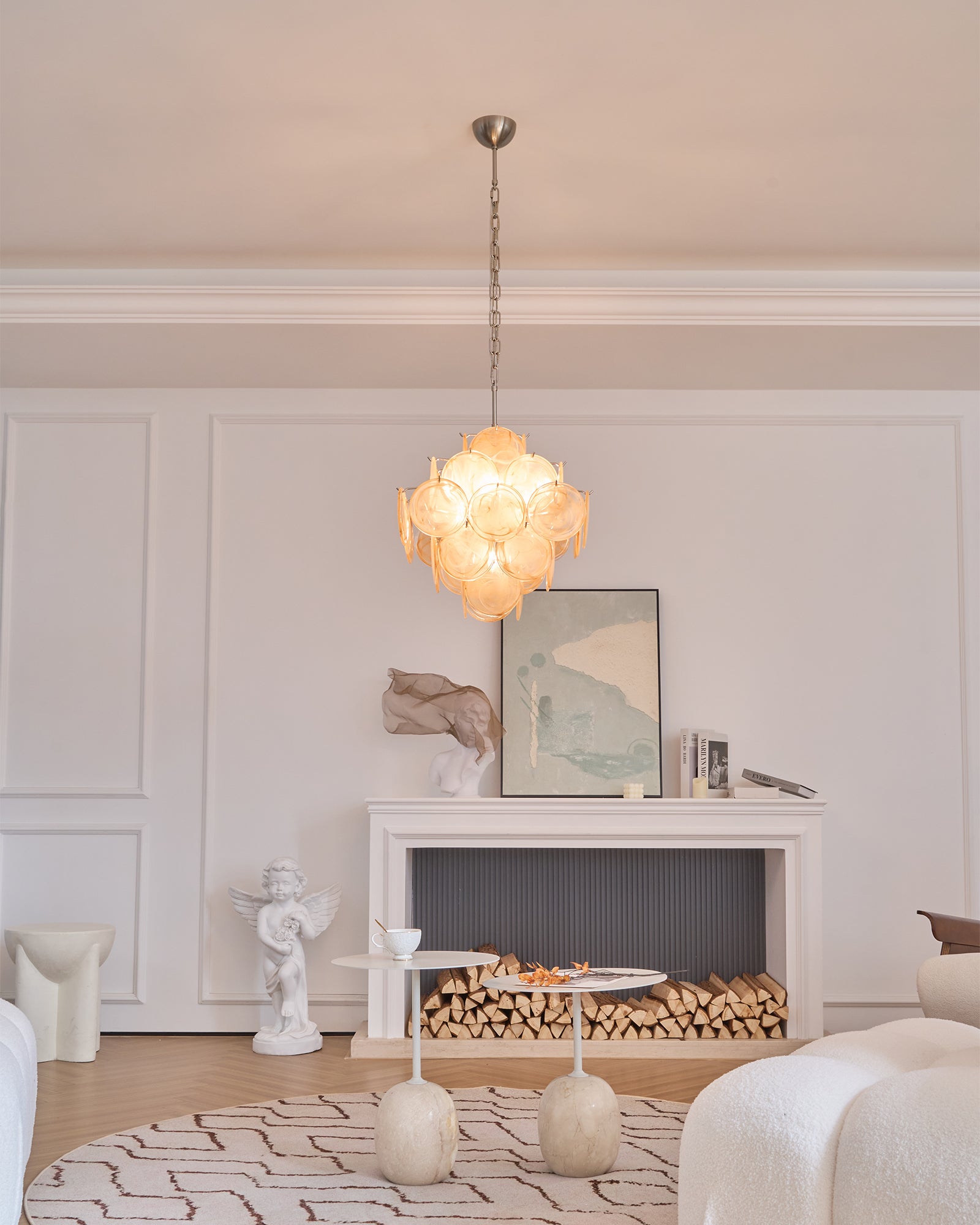Aurelia Apricot Glass Chandelier Glass lighting by Bling Lighting Studio