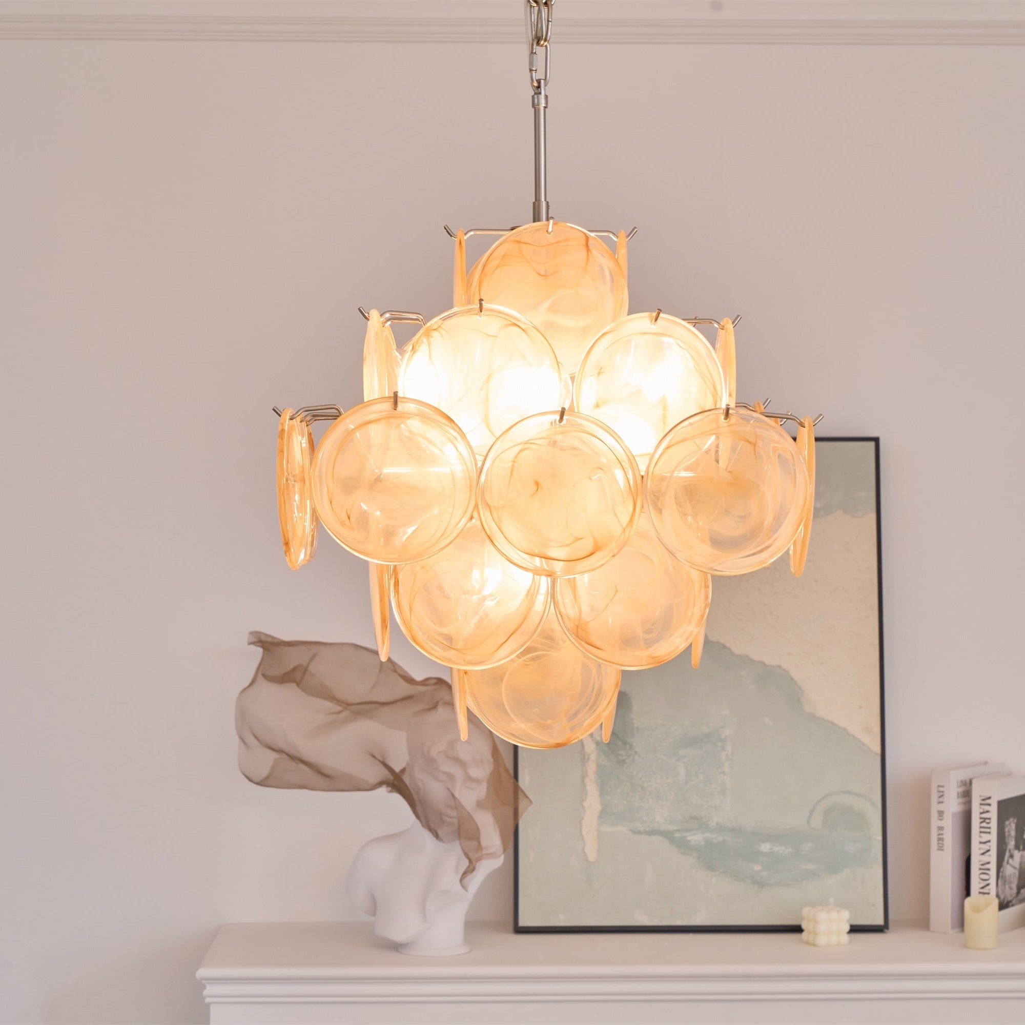 Aurelia Apricot Glass Chandelier Glass lighting by Bling Lighting Studio
