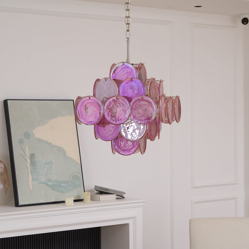 Aurelia Pink Glass Chandelier Glass lighting by Bling Lighting Studio