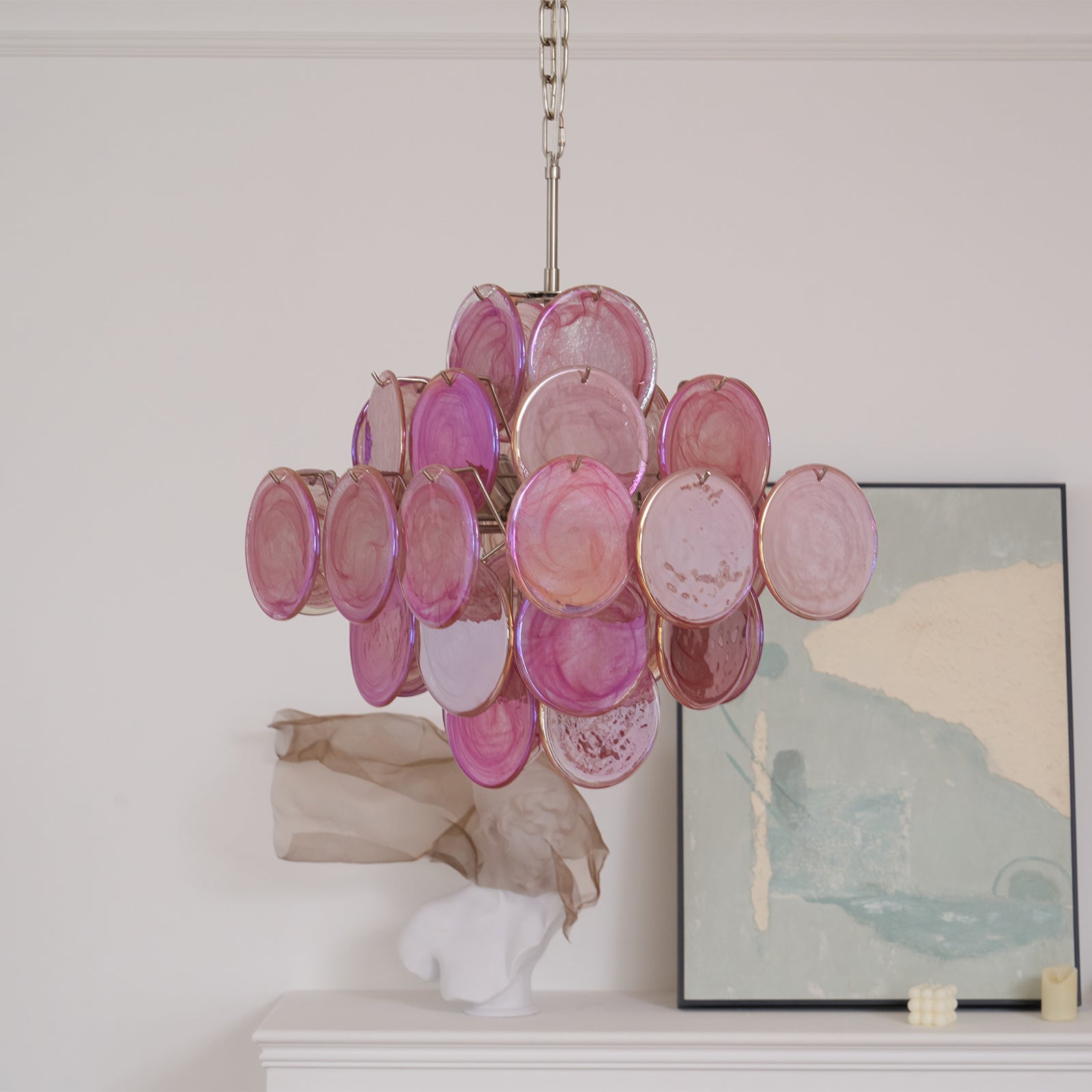 Aurelia Pink Glass Chandelier Glass lighting by Bling Lighting Studio