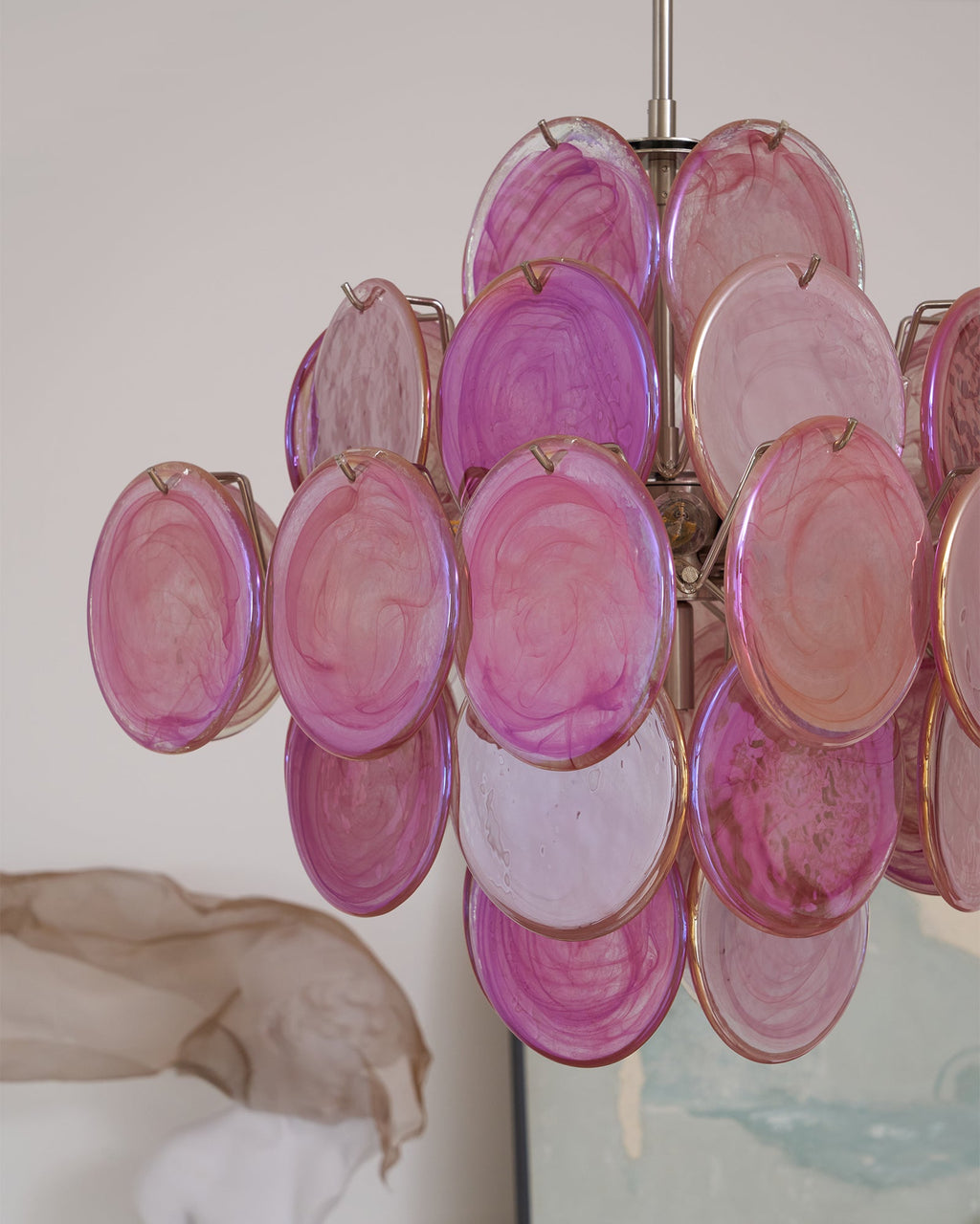 Aurelia Pink Glass Chandelier Glass lighting by Bling Lighting Studio