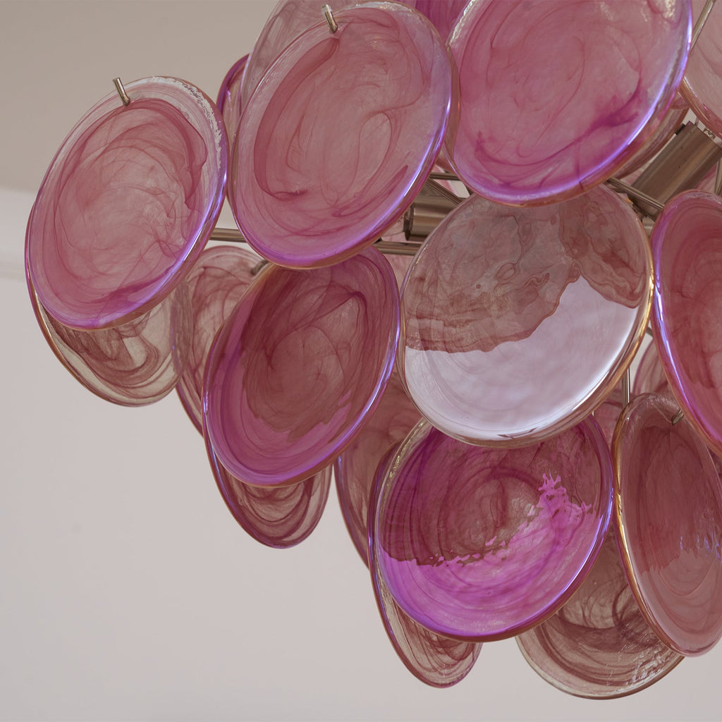 Aurelia Pink Glass Chandelier Glass lighting by Bling Lighting Studio