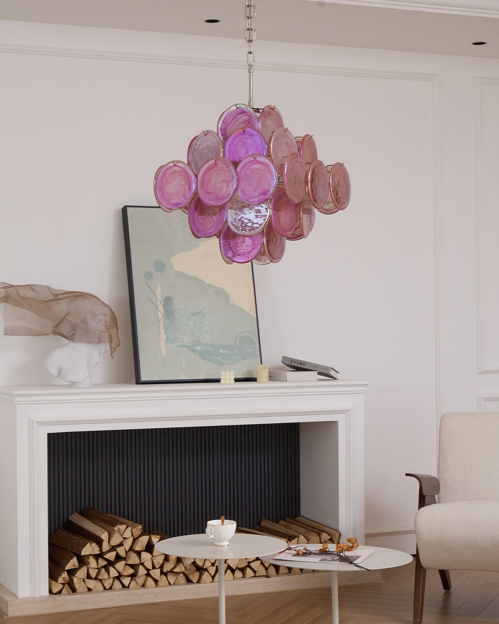 Aurelia Pink Glass Chandelier Glass lighting by Bling Lighting Studio