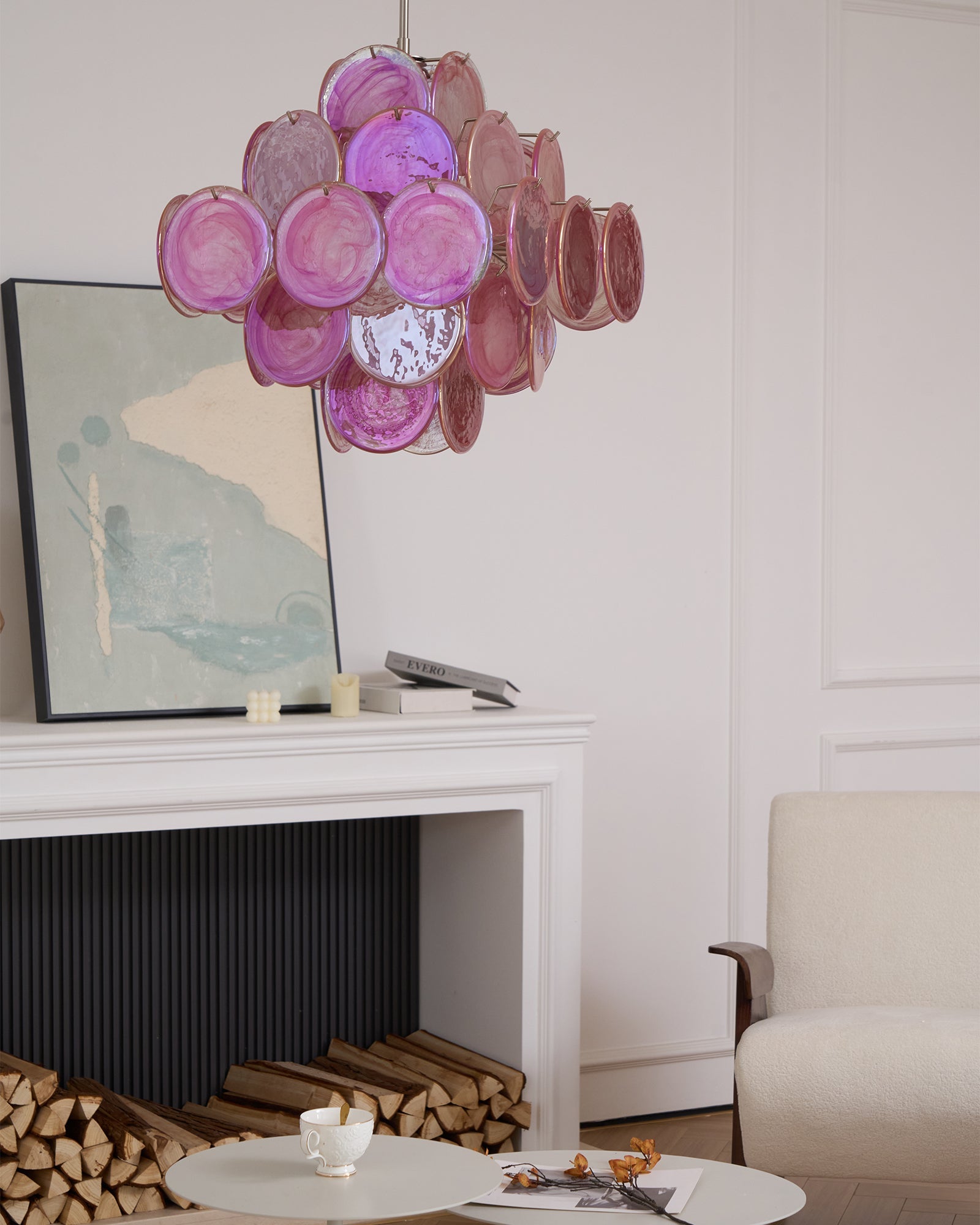 Aurelia Pink Glass Chandelier Glass lighting by Bling Lighting Studio